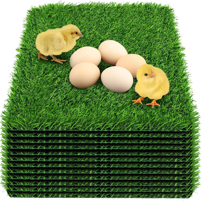 DenForste 12 Pack Chicken Nesting Box Pads - Washable Artificial Grass Nesting Pads - Chicken Nesting Pads for Chicken Coop and Pet Garden Lawn Indoor Outdoor 12"×12"×1" - Image 1
